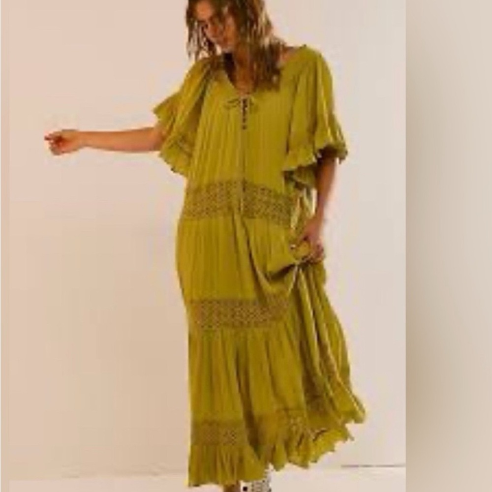 Free People Dream On Maxi Size Large - Gilded Lime